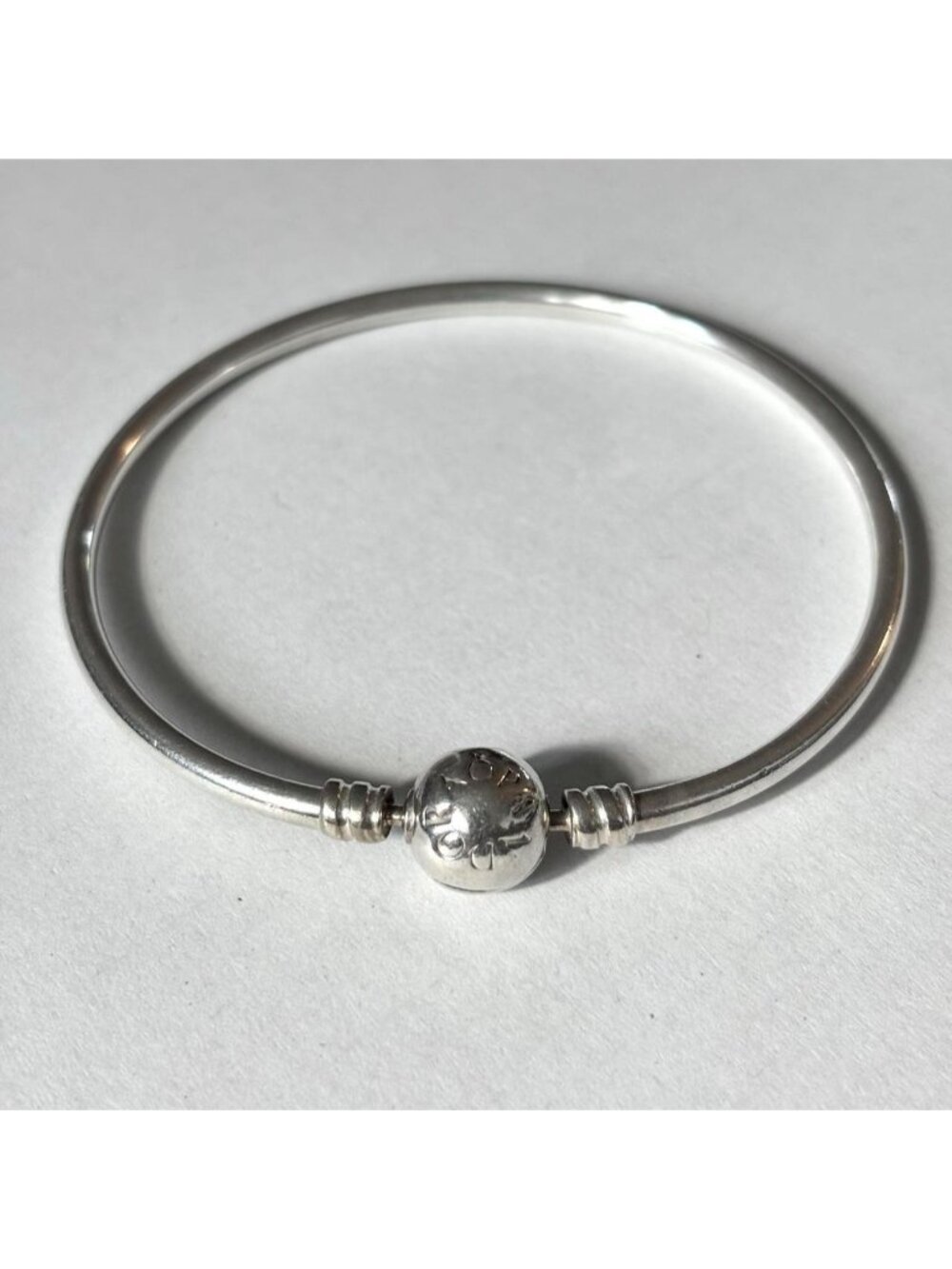 Pandora Moments Bangle, S925 Sterling Silver Charm Bracelet - logo clasp bangle
